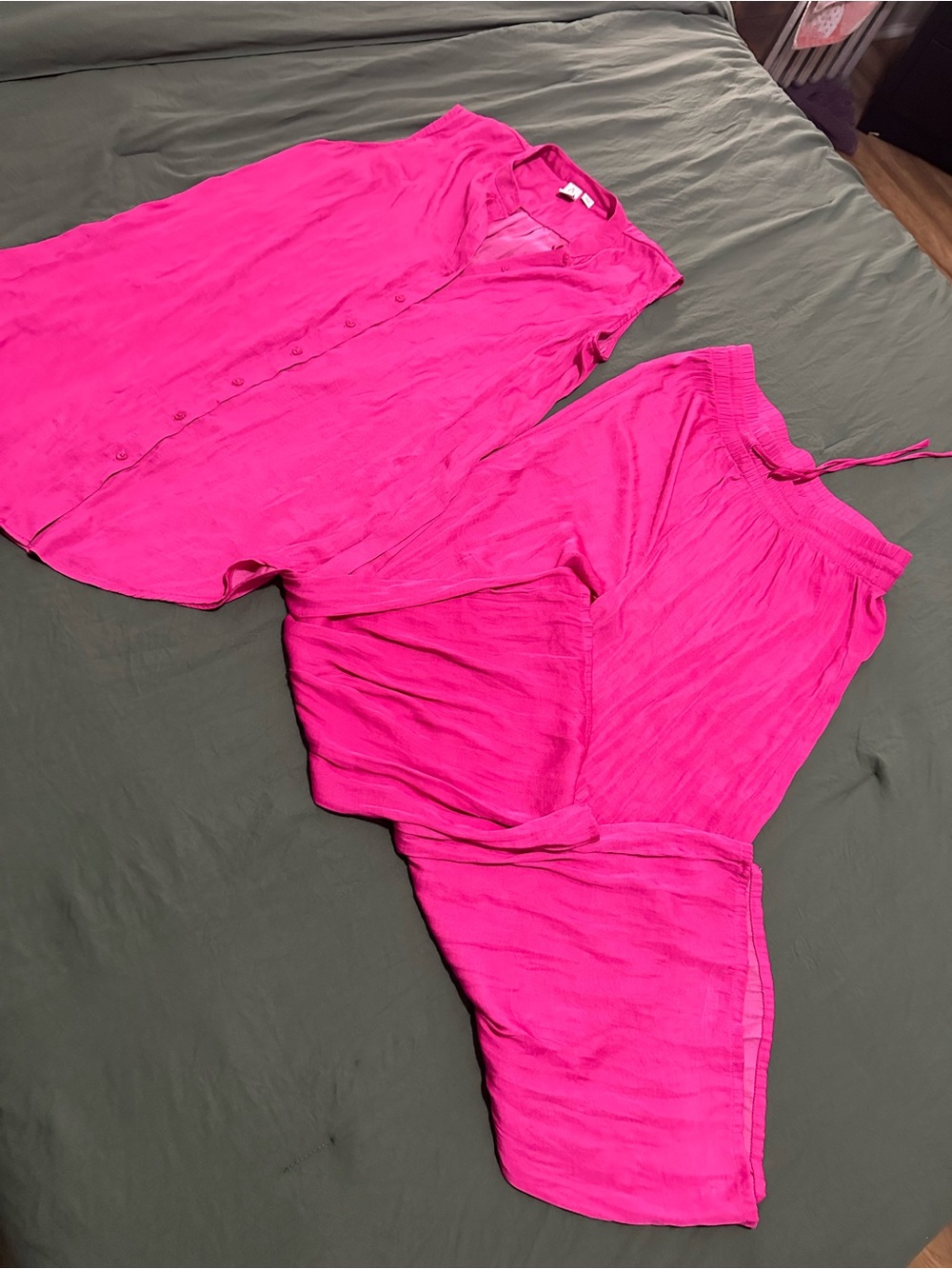 Joie Hot Pink Sleeveless Button-Front Top & Elastic Waist Pants Set